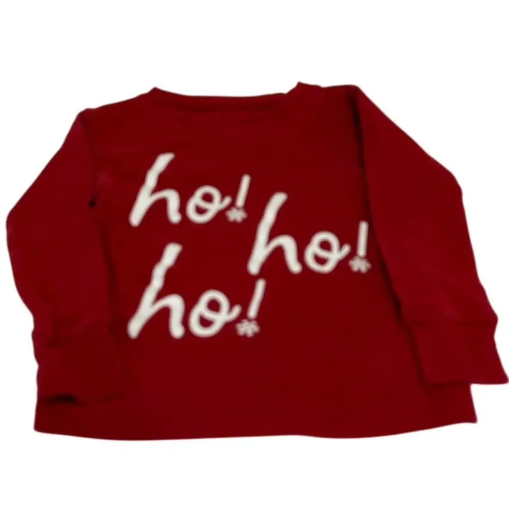 Carters Christmas pajama set red long sleeve top Ho Ho Ho and striped pants 18 m